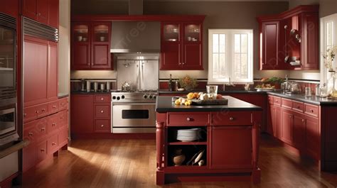 Great Red Kitchen Cabinets Color Trend For The Kitchen Background, Home ...