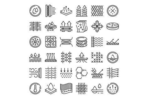 Fabric Feature Icons Set, Outline Style Graphic by ylivdesign ...