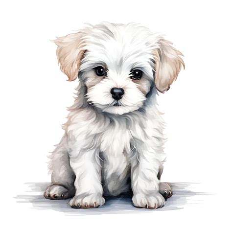 Premium Ai Image Cute Watercolor Maltese Dog Breed Illustration