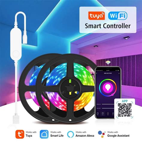 Tuya Wifi Rgb Led Strip Light Meter Remote Controller App Voice