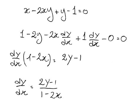 How Do You Differentiate X 2xy Y 1 0 Socratic