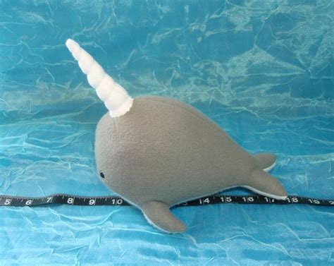 Grey Fleece Narwhal Plush Stuffed Animal Ocean Marine Sea Etsy