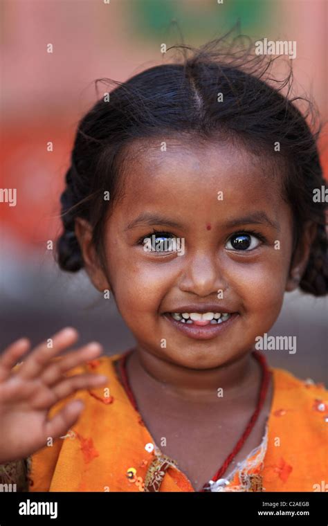 Indian Girl Smiling Andhra Pradesh South India Stock Photo Alamy