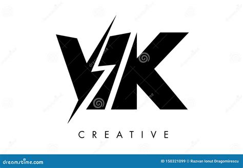 Vk Letter Logo Design With Lighting Thunder Bolt Electric Bolt Letter