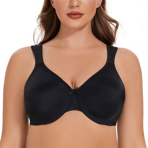 Meleneca Womens Minimizer Seamless Unlined Comfortable Plus Size Underwire Bra Black 40e