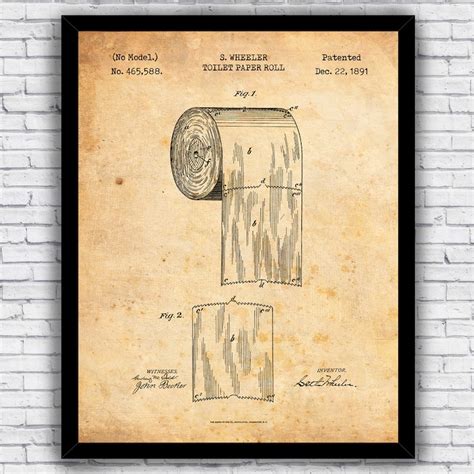 Toilet Paper Roll Direction Bathroom Patent Blueprint Wall Etsy