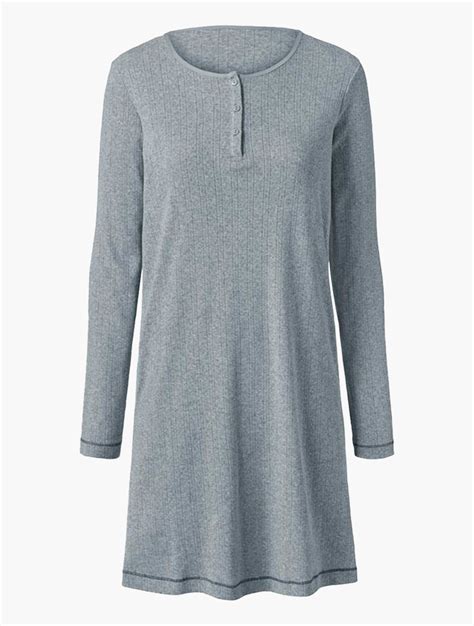 Myrunway Shop Tchibo Grey Long Sleeve Rib Nightdress For Women From