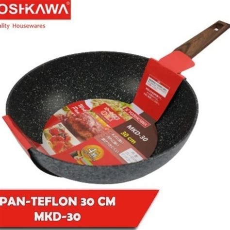 Jual WAJAN WOK PAN 30 CM ANTI LENGKET YOSHIKAWA TEFLON DALAM MARBLE