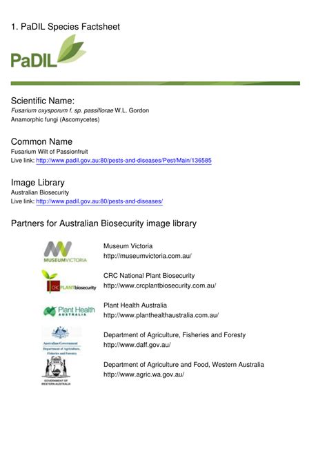 PDF Fusarium Wilt Of Passionfruit Fusarium Oxysporum F Sp Passiflorae