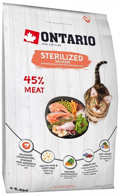 Корм Ontario для стерилизованных кошек, с лососем - купить с доставкой ...