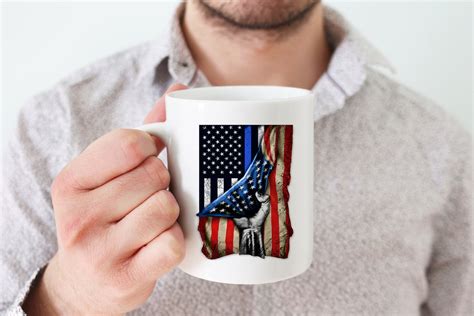 Thin Blue Line Mug Blue Line American Flag Mug Police Etsy