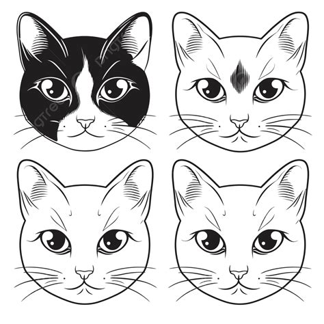 Cat Face Outline Drawing