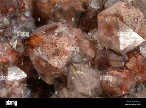 Mineral Quartz Reddish Crystals Virginia Pit Ststephen Cornwall