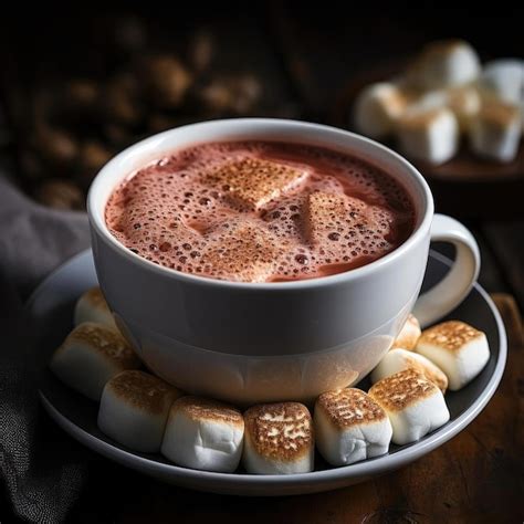 Premium AI Image Steaming Cups Of Hot Chocolate Adorned With Fluffy