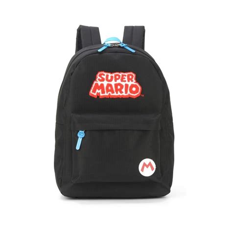 Mochila De Costas Juvenil Super Mario Bros Logo Preta Luxcel