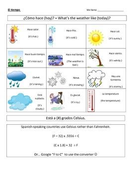 Spanish Weather Notes Practice By Sra Salemno Tpt