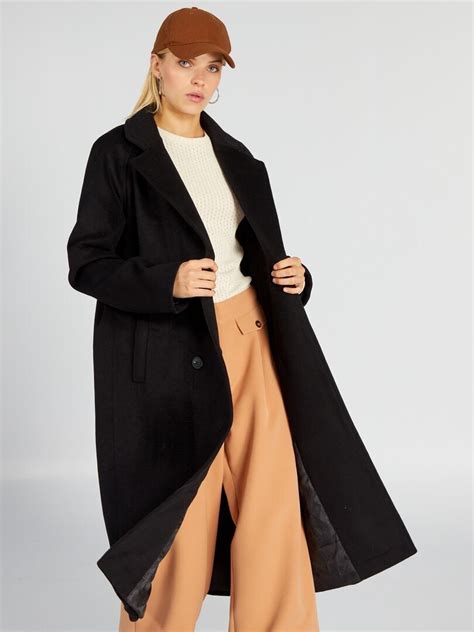 Manteau Long En Laine Noir Kiabi 85 00