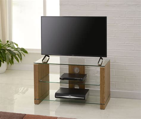 Tnw Elegance 800 Oak And Clear Glass Tv Stand