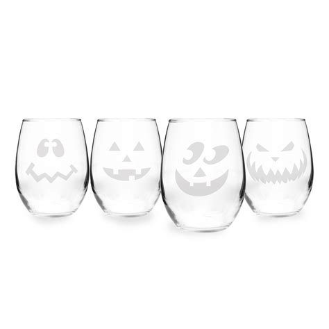 Jack O Lantern Stemless Wine Glasses The Green Head