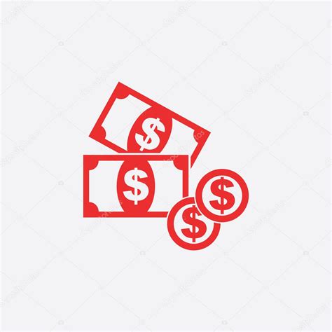 Значок денег. Плоская векторная иллюстрация красных монет #119070814 ...