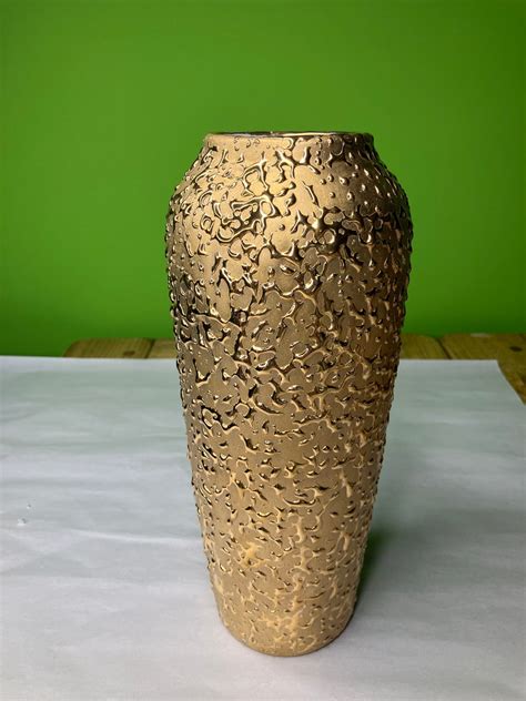 Vintage Weeping Gold 22k Encrusted Vase Over Ceramic Unbelievable