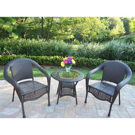 Oakland Living Elite 3 Piece Wicker Patio Bistro Set 90048 3 Cf The Home Depot