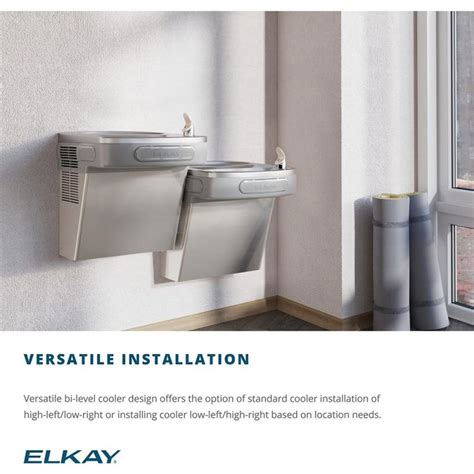 Elkay Ezstl8lc Versatile Cooler Bi Level Non Filtered 8 Gph Wall Mount Ada Light Gray Granite