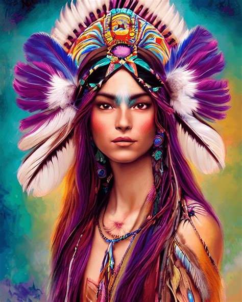 Intricately Rendered Native American Princess · Creative Fabrica