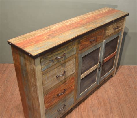 Rustic Solid Reclaimed Wood Sideboard Entry Way Cabinet Etsy