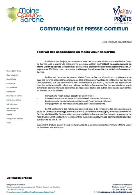 Calaméo Communiqué De Presse Festival Des Associations