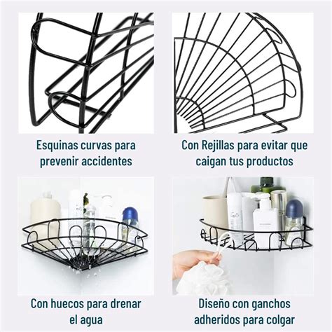 Ripley Esquinero Organizador Ducha Ba O Adhesivo Set Inoxidable Negro