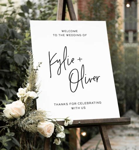 Paper Editable Template Minimalist Wedding Welcome Sign Kng Printable