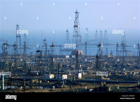 baku oil wells.Baku oil fields. Azerbaijan Stock Photo - Alamy