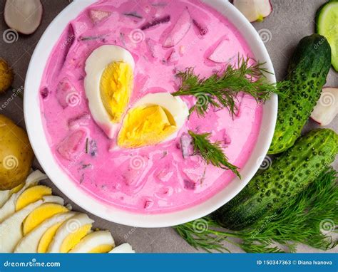 Cold Young Beetroot Soup. Traditional Ukrainian Russian Polish Latvian ...