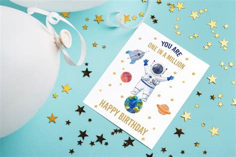 Outer Space Birthday Card Digital Download Happy Birthday Etsy