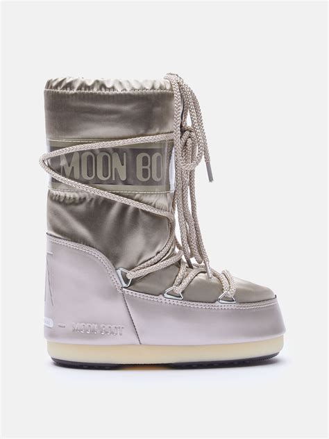 Icon Junior Glance Platinum Satin Boots Moon Boot Official Store