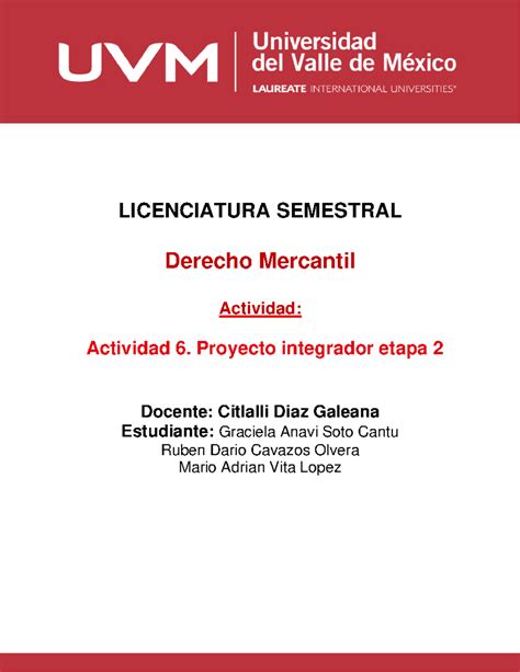 Derecho Mercantil Licenciatura Semestral Derecho Mercantil