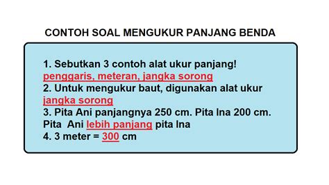 Contoh Soal Mengukur Panjang Benda Kelas 2 Sd Cilacap Klik