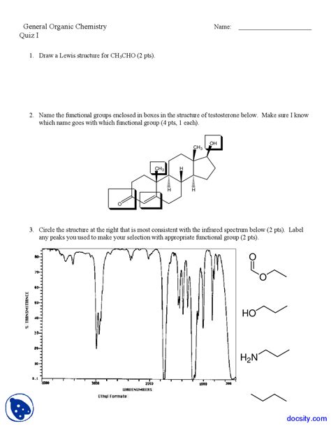 Lewis Structure - Organic Chemistry - Quiz - Docsity