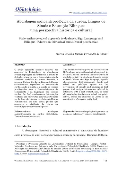 Pdf Abordagem Socioantropológica Da Surdez Língua De Sinais E