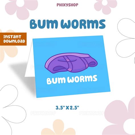 Blue Bum Worms Food Label Blue Dog Digital Download Etsy