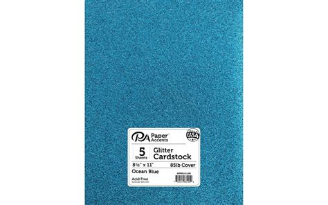 Pa Paper Accents Glitter Cardstock 85 X 11 Ocean Blue 85lb Colored