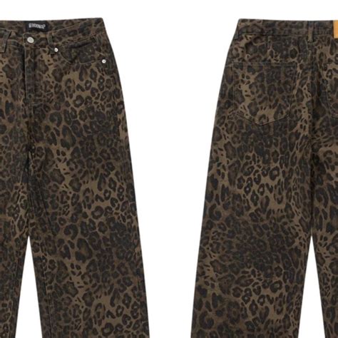 mens vintage leopard print jeans ss depop