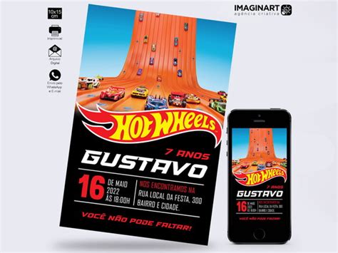 Convite Hot Wheels Arte Digital Elo Produtos Especiais