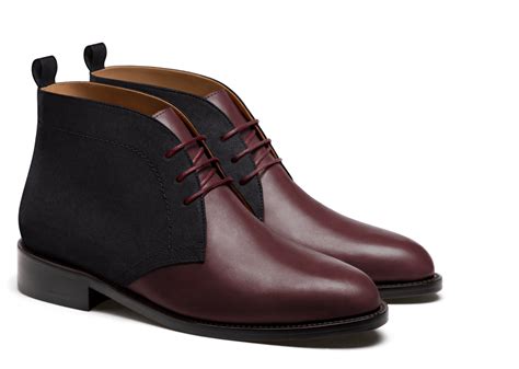 Tone Women S Chukka Boots Oxblood Blue Leather Suede Sumissura