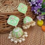 Mint Green Heavy Jhumka Earring For Women Fashioncrab