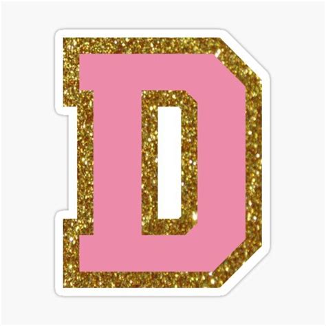 Gold And Pink Varsity Letter D Sticker For Sale By Byleahwithlove