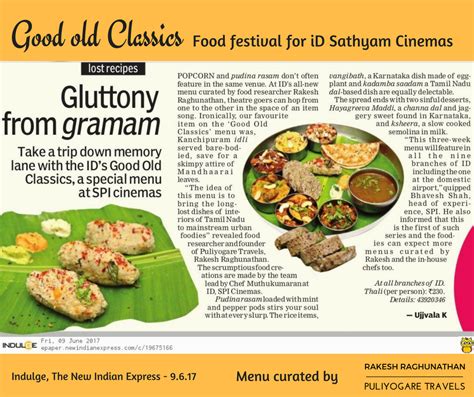 Good Old Classics - Food Festival for iD, Sathyam Cinemas • Puliyogare Travels