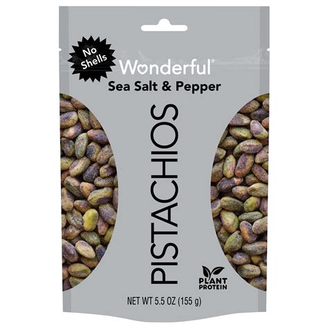 Wonderful Pistachios No Shells Sea Salt Pepper Flavored Nuts