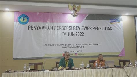 LPPM Gelar Penyamaan Persepsi Bagi 155 Reviewer Universitas Lampung